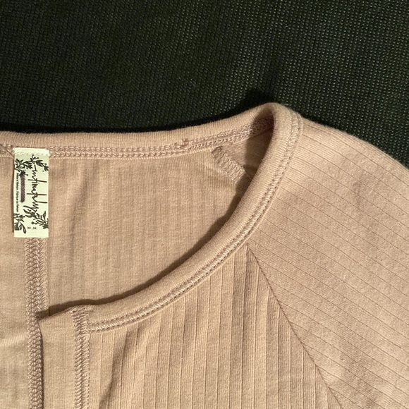 Free People Intimately Billie Layering long sleeve split neck Henley pink - Picture 14 of 16